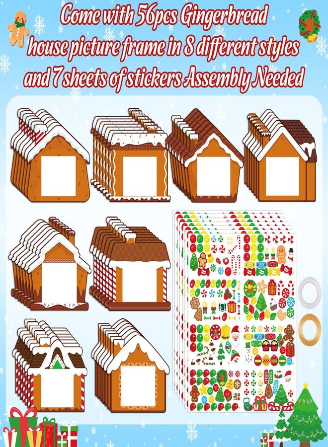80UncleKimby 56Pcs Christmas Gingerbread House Picture Frame Crafts Kit - DIY Xmas Photo Ornaments Bulk Decorations for Winter Holiday Party Supplies Decor（Assembly Needed） - Image 3